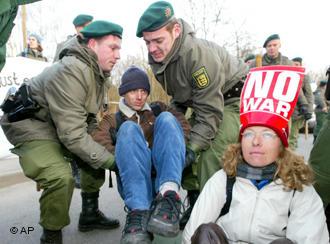 protest at US military base