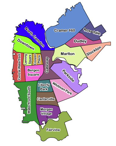 neighborhood map of Camden, New Jersey