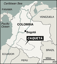 map of Caqueta province Colombia