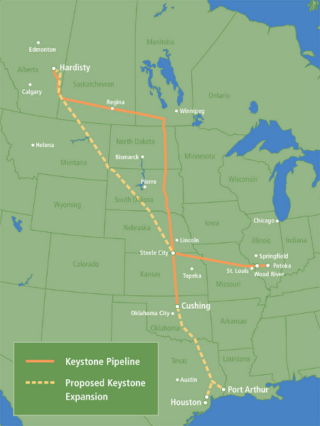 Keystone pipeline map