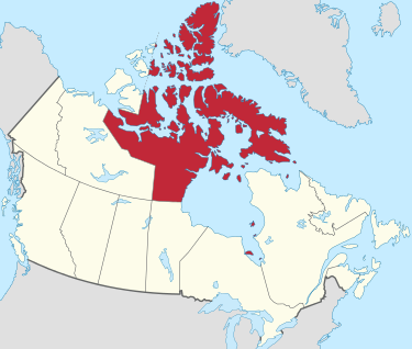 Nunavut in Canada map