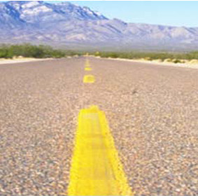 striped line down a highway